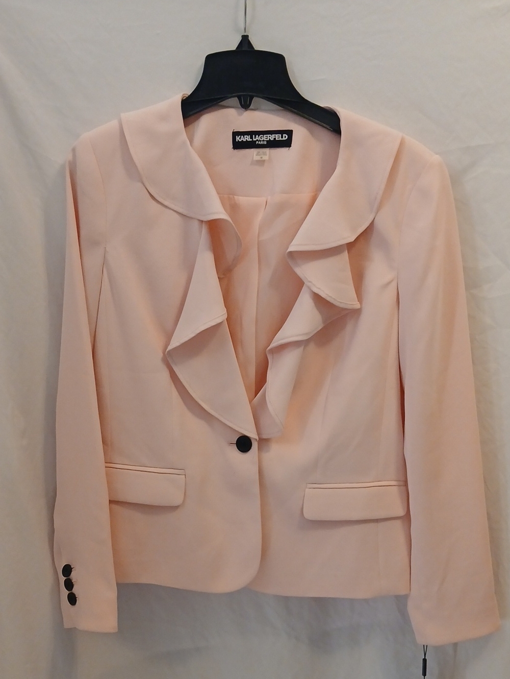 Karl Lagerfeld Blush Pink Ruffle Collar Blazer